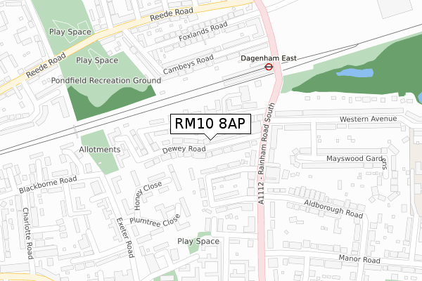 RM10 8AP map - large scale - OS Open Zoomstack (Ordnance Survey) RM10 8AP map - large scale - OS Open Zoomstack (Ordnance Survey)