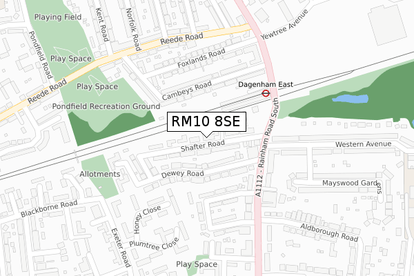 RM10 8SE map - large scale - OS Open Zoomstack (Ordnance Survey)