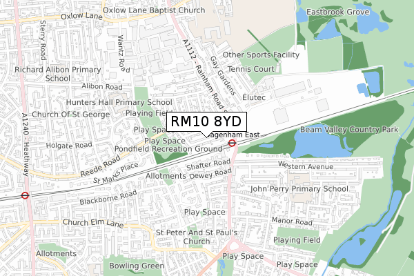 RM10 8YD map - small scale - OS Open Zoomstack (Ordnance Survey) RM10 8YD map - small scale - OS Open Zoomstack (Ordnance Survey)