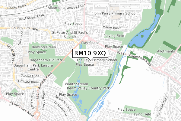 RM10 9XQ map - small scale - OS Open Zoomstack (Ordnance Survey) RM10 9XQ map - small scale - OS Open Zoomstack (Ordnance Survey)