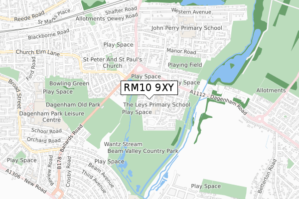RM10 9XY map - small scale - OS Open Zoomstack (Ordnance Survey) RM10 9XY map - small scale - OS Open Zoomstack (Ordnance Survey)
