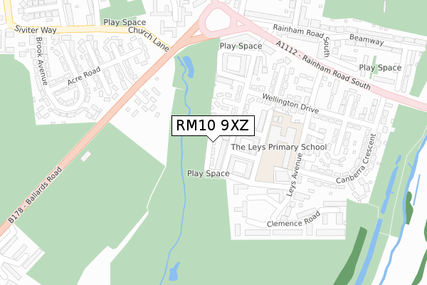 RM10 9XZ map - large scale - OS Open Zoomstack (Ordnance Survey) RM10 9XZ map - large scale - OS Open Zoomstack (Ordnance Survey)