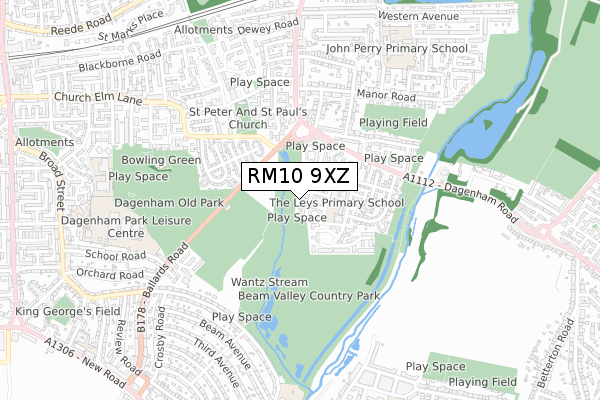 RM10 9XZ map - small scale - OS Open Zoomstack (Ordnance Survey) RM10 9XZ map - small scale - OS Open Zoomstack (Ordnance Survey)