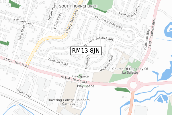 RM13 8JN map - large scale - OS Open Zoomstack (Ordnance Survey) RM13 8JN map - large scale - OS Open Zoomstack (Ordnance Survey)