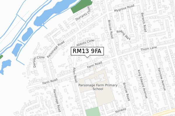 RM13 9FA map - large scale - OS Open Zoomstack (Ordnance Survey) RM13 9FA map - large scale - OS Open Zoomstack (Ordnance Survey)