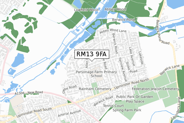 RM13 9FA map - small scale - OS Open Zoomstack (Ordnance Survey) RM13 9FA map - small scale - OS Open Zoomstack (Ordnance Survey)