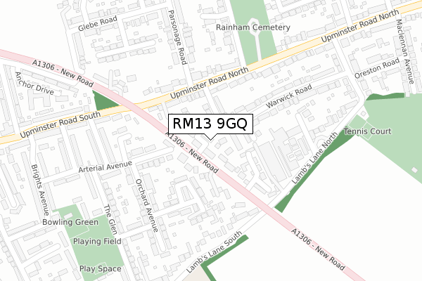 RM13 9GQ map - large scale - OS Open Zoomstack (Ordnance Survey) RM13 9GQ map - large scale - OS Open Zoomstack (Ordnance Survey)