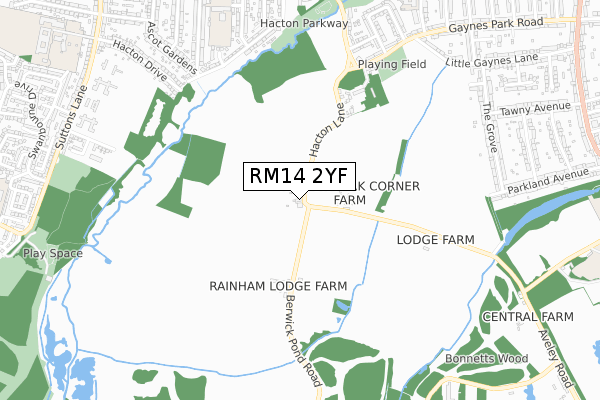 RM14 2YF map - small scale - OS Open Zoomstack (Ordnance Survey) RM14 2YF map - small scale - OS Open Zoomstack (Ordnance Survey)