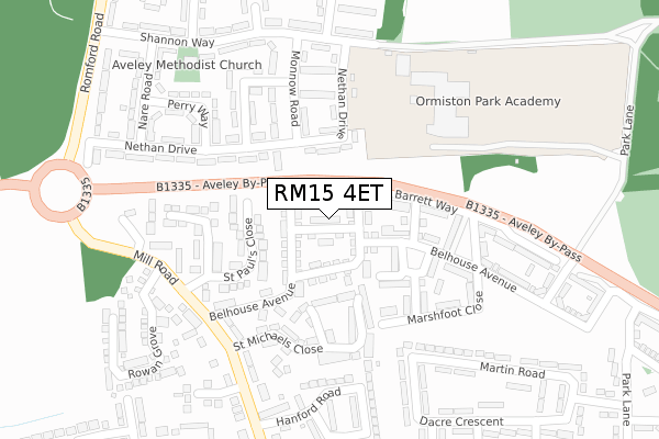 RM15 4ET map - large scale - OS Open Zoomstack (Ordnance Survey) RM15 4ET map - large scale - OS Open Zoomstack (Ordnance Survey)