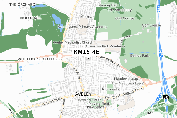 RM15 4ET map - small scale - OS Open Zoomstack (Ordnance Survey) RM15 4ET map - small scale - OS Open Zoomstack (Ordnance Survey)