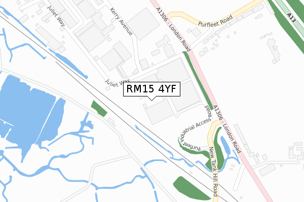 RM15 4YF map - large scale - OS Open Zoomstack (Ordnance Survey) RM15 4YF map - large scale - OS Open Zoomstack (Ordnance Survey)
