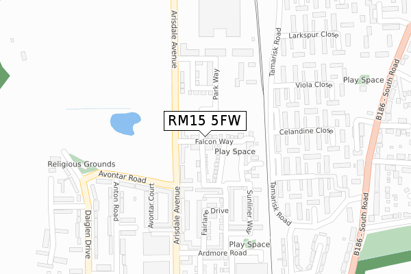 RM15 5FW map - large scale - OS Open Zoomstack (Ordnance Survey) RM15 5FW map - large scale - OS Open Zoomstack (Ordnance Survey)
