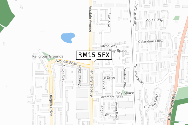 RM15 5FX map - large scale - OS Open Zoomstack (Ordnance Survey) RM15 5FX map - large scale - OS Open Zoomstack (Ordnance Survey)