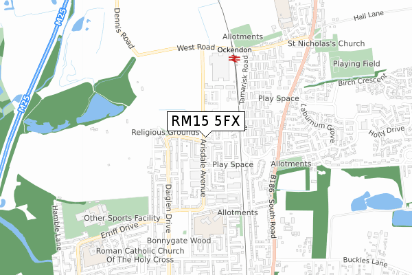 RM15 5FX map - small scale - OS Open Zoomstack (Ordnance Survey) RM15 5FX map - small scale - OS Open Zoomstack (Ordnance Survey)