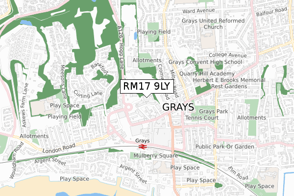 RM17 9LY map - small scale - OS Open Zoomstack (Ordnance Survey) RM17 9LY map - small scale - OS Open Zoomstack (Ordnance Survey)