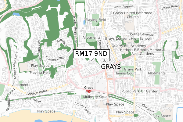 RM17 9ND map - small scale - OS Open Zoomstack (Ordnance Survey) RM17 9ND map - small scale - OS Open Zoomstack (Ordnance Survey)