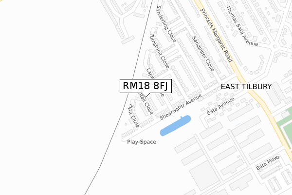 RM18 8FJ map - large scale - OS Open Zoomstack (Ordnance Survey) RM18 8FJ map - large scale - OS Open Zoomstack (Ordnance Survey)