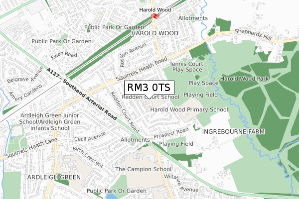 RM3 0TS map - small scale - OS Open Zoomstack (Ordnance Survey) RM3 0TS map - small scale - OS Open Zoomstack (Ordnance Survey)