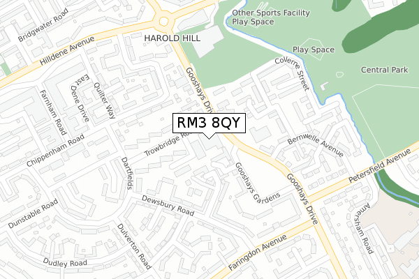 RM3 8QY map - large scale - OS Open Zoomstack (Ordnance Survey) RM3 8QY map - large scale - OS Open Zoomstack (Ordnance Survey)