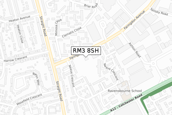 RM3 8SH map - large scale - OS Open Zoomstack (Ordnance Survey)