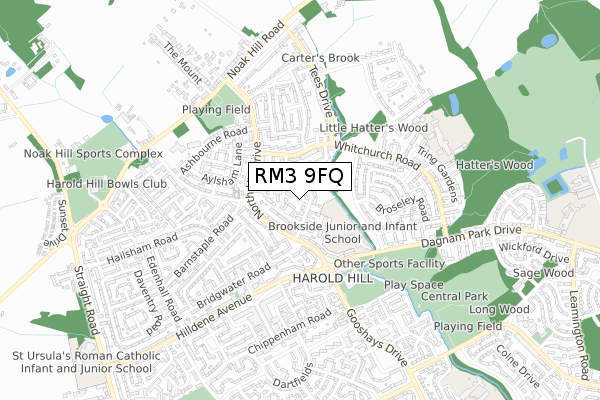 RM3 9FQ map - small scale - OS Open Zoomstack (Ordnance Survey) RM3 9FQ map - small scale - OS Open Zoomstack (Ordnance Survey)
