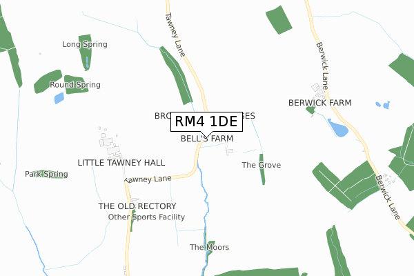 RM4 1DE map - small scale - OS Open Zoomstack (Ordnance Survey)