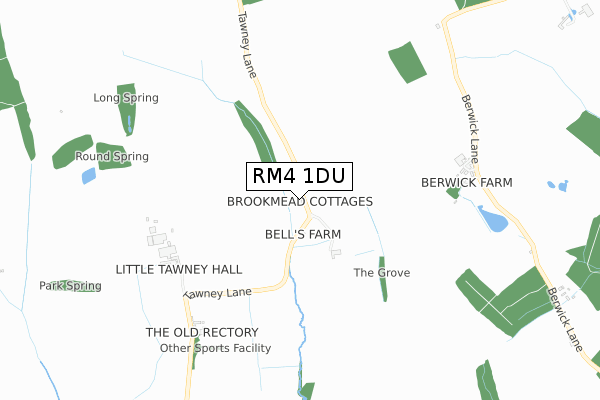 RM4 1DU map - small scale - OS Open Zoomstack (Ordnance Survey)