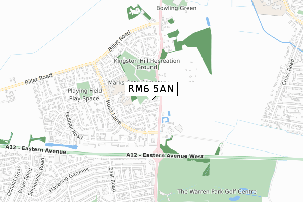 RM6 5AN map - small scale - OS Open Zoomstack (Ordnance Survey)