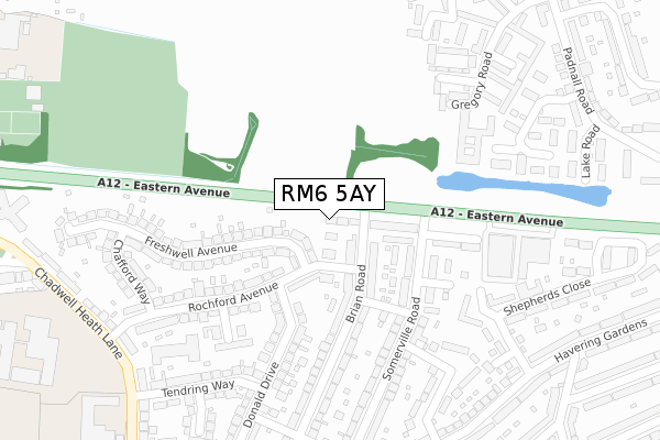 RM6 5AY map - large scale - OS Open Zoomstack (Ordnance Survey)