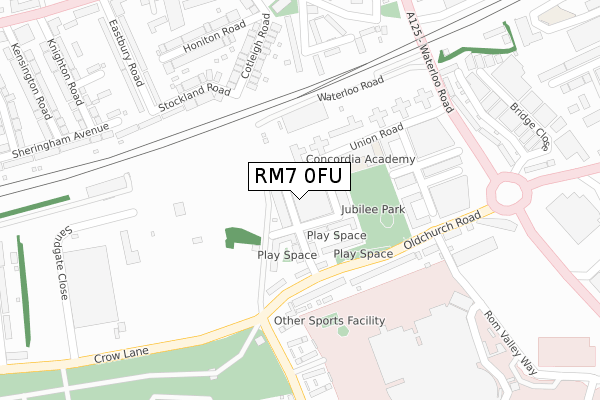 RM7 0FU map - large scale - OS Open Zoomstack (Ordnance Survey)