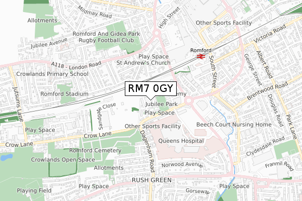 RM7 0GY map - small scale - OS Open Zoomstack (Ordnance Survey) RM7 0GY map - small scale - OS Open Zoomstack (Ordnance Survey)
