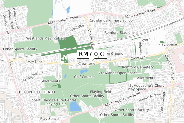 RM7 0JG map - small scale - OS Open Zoomstack (Ordnance Survey) RM7 0JG map - small scale - OS Open Zoomstack (Ordnance Survey)