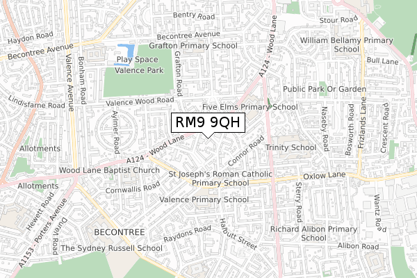 RM9 9QH map - small scale - OS Open Zoomstack (Ordnance Survey) RM9 9QH map - small scale - OS Open Zoomstack (Ordnance Survey)