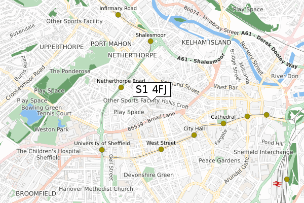 S1 4FJ map - small scale - OS Open Zoomstack (Ordnance Survey) S1 4FJ map - small scale - OS Open Zoomstack (Ordnance Survey)