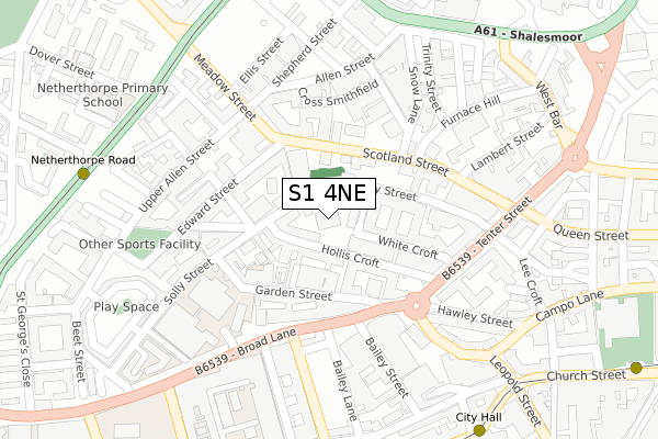 S1 4NE map - large scale - OS Open Zoomstack (Ordnance Survey)