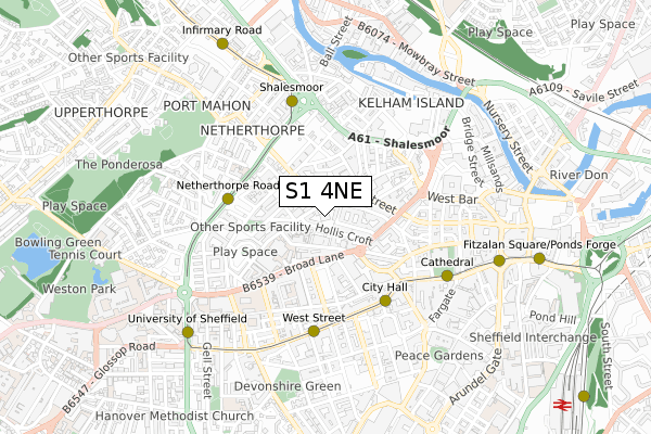 S1 4NE map - small scale - OS Open Zoomstack (Ordnance Survey)