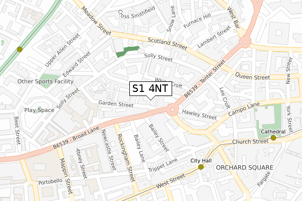 S1 4NT map - large scale - OS Open Zoomstack (Ordnance Survey)