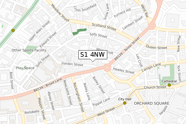 S1 4NW map - large scale - OS Open Zoomstack (Ordnance Survey)