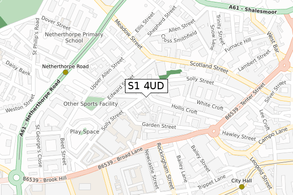 S1 4UD map - large scale - OS Open Zoomstack (Ordnance Survey)