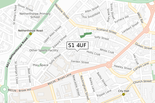 S1 4UF map - large scale - OS Open Zoomstack (Ordnance Survey) S1 4UF map - large scale - OS Open Zoomstack (Ordnance Survey)
