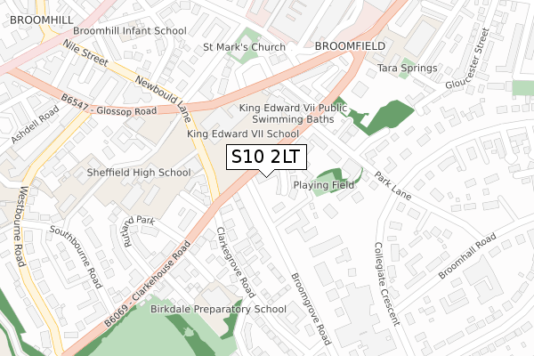 S10 2LT map - large scale - OS Open Zoomstack (Ordnance Survey)