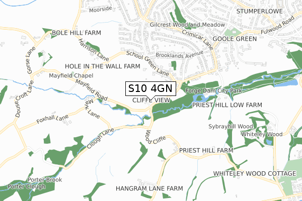 S10 4GN map - small scale - OS Open Zoomstack (Ordnance Survey)
