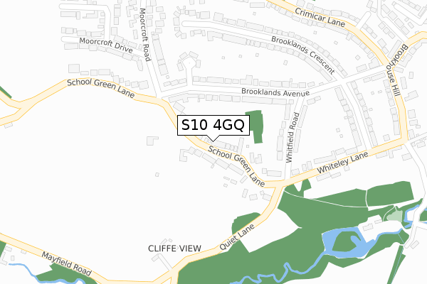 S10 4GQ map - large scale - OS Open Zoomstack (Ordnance Survey)