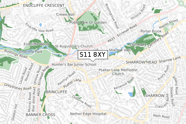 S11 8XY map - small scale - OS Open Zoomstack (Ordnance Survey) S11 8XY map - small scale - OS Open Zoomstack (Ordnance Survey)