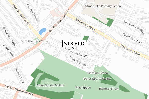 S13 8LD map - large scale - OS Open Zoomstack (Ordnance Survey)