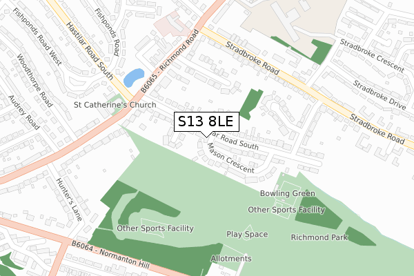 S13 8LE map - large scale - OS Open Zoomstack (Ordnance Survey)