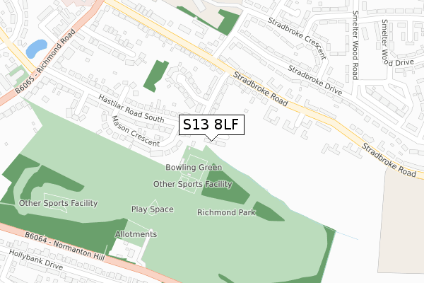 S13 8LF map - large scale - OS Open Zoomstack (Ordnance Survey)