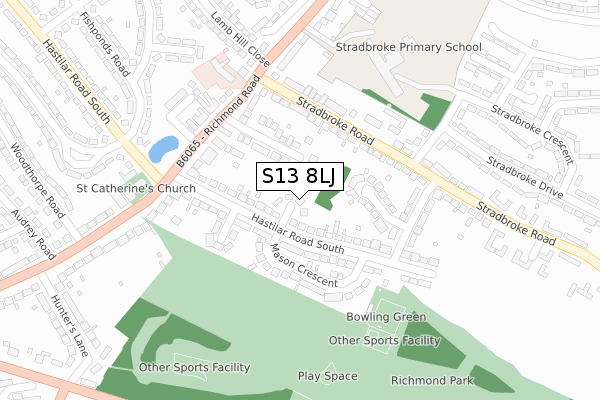 S13 8LJ map - large scale - OS Open Zoomstack (Ordnance Survey)