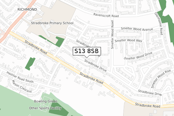 S13 8SB map - large scale - OS Open Zoomstack (Ordnance Survey)