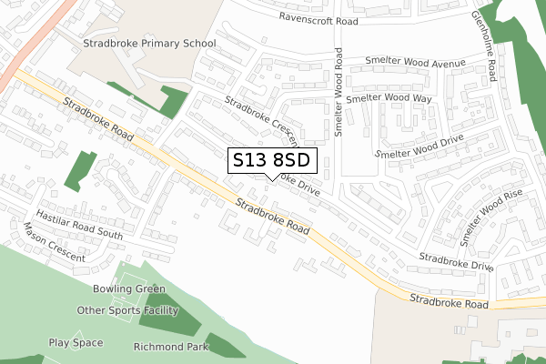 S13 8SD map - large scale - OS Open Zoomstack (Ordnance Survey)